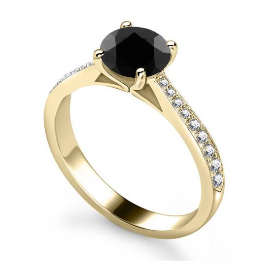 Black Diamond Shoulder Set Ring
