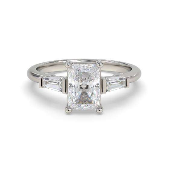 0.80ct VS1/H Radiant Cut Natural Diamond Trilogy Ring