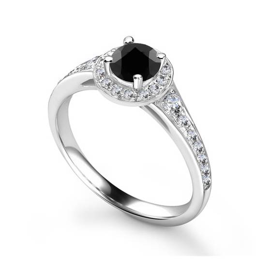 Black Diamond Shoulder Set Ring