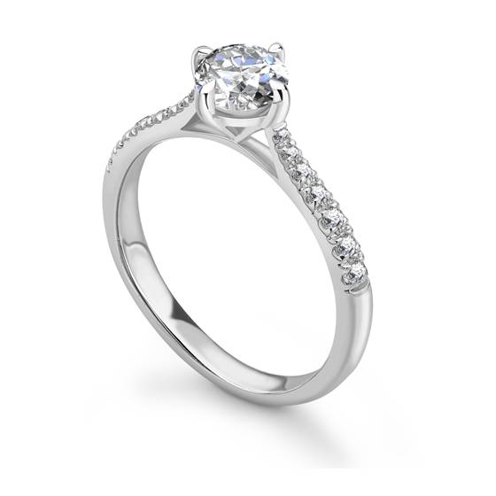 1.23ct VVS2/D Lab Grown Round Diamond Shoulder Set Ring in 18k White Gold