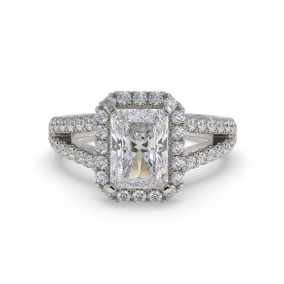 Radiant Diamond Single Halo Shoulder Set Ring