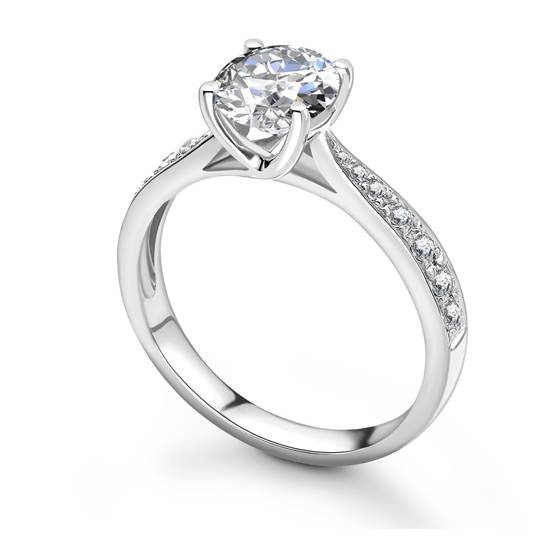 1.24ct VVS1/D Lab Grown Round Diamond Shoulder Set Ring in 18k White Gold