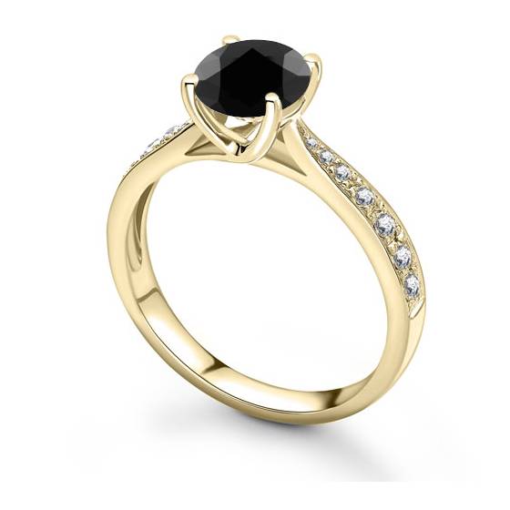 Black Diamond Shoulder Set Ring