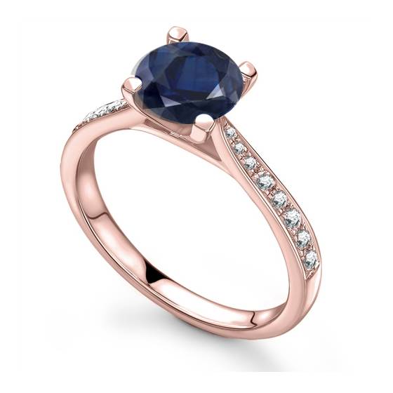 Round Blue Sapphire and Diamond Ring