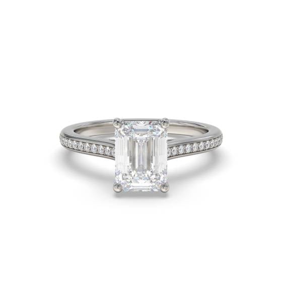 Emerald Diamond Shoulder Set Ring