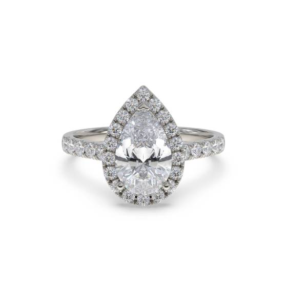 Pear Diamond Single Halo Shoulder Set Ring
