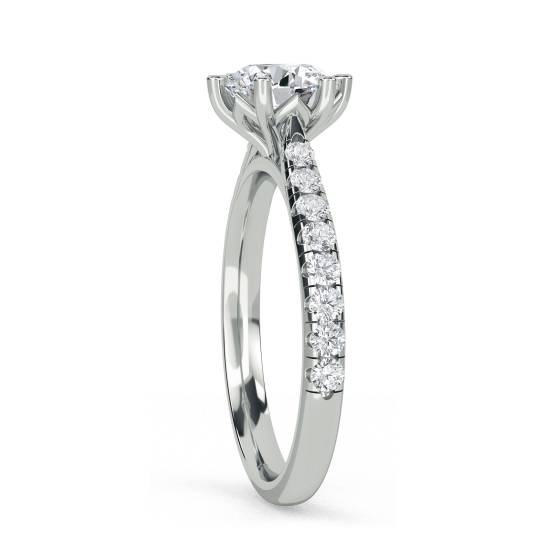 1.25ct VVS2/D Lab Grown Round Diamond Shoulder Set Ring in 18k Yellow Gold