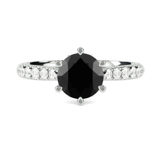 Black Diamond Shoulder Set Ring
