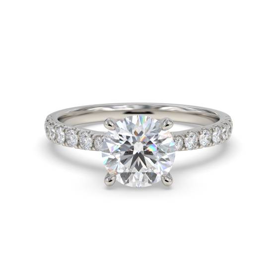 1.24ct VVS2/E Round Cut Lab Grown Diamond Shoulder Set Ring