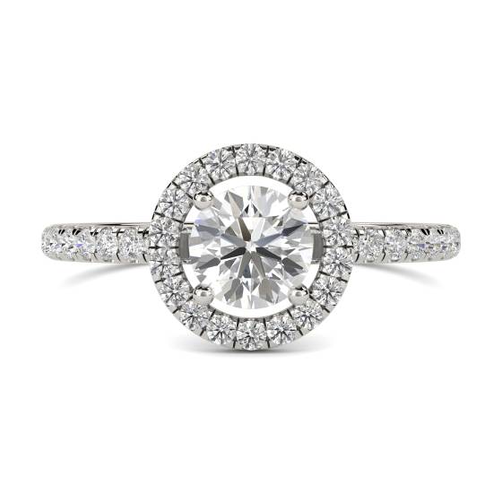 1.50ct VVS1/D Lab Grown Round Diamond Halo Ring in Platinum