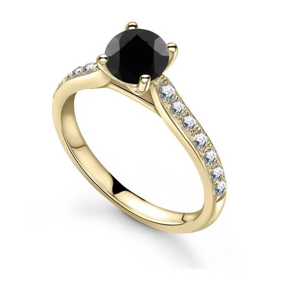 Black Diamond Shoulder Set Ring