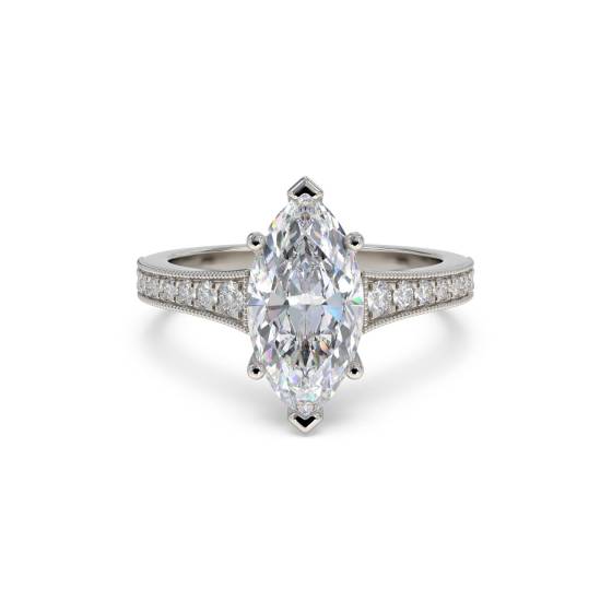 1.06ct VVS2/D Lab Grown Marquise Diamond Shoulder Set Ring in Platinum