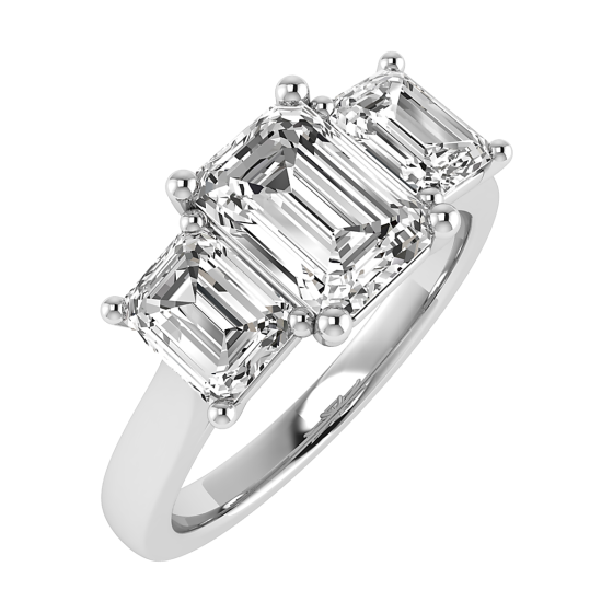 Graduated Emerald Diamond Trilogy Ring