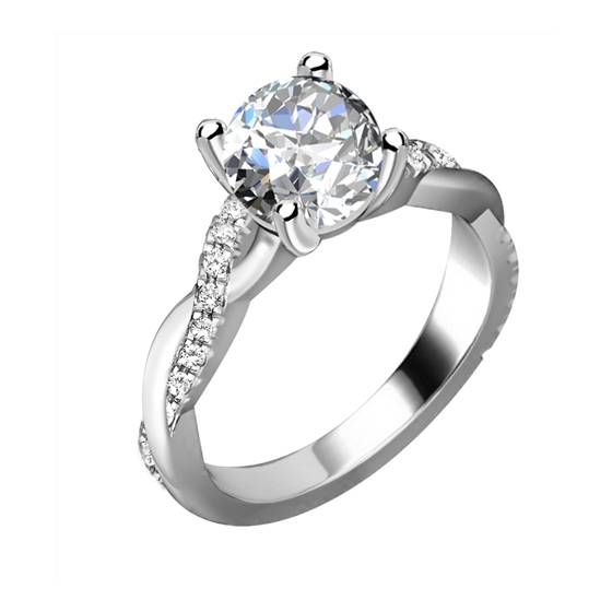 1.20ct VVS2/D Lab Grown Round Diamond Shoulder Set Ring in 18k White Gold