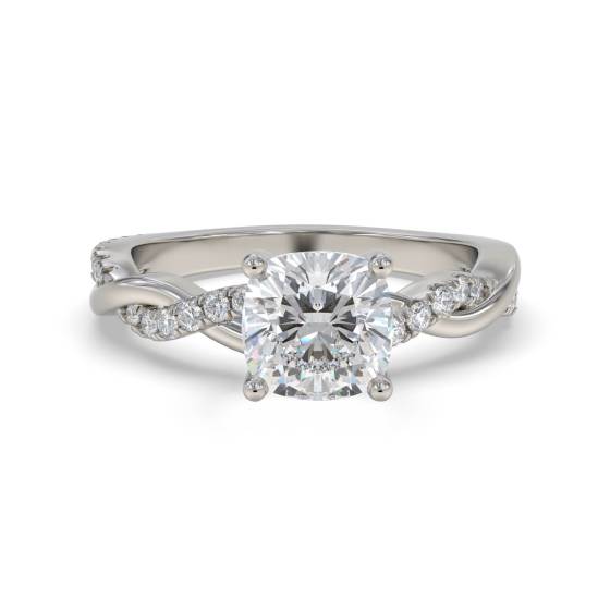 1.53ct VVS2/D Lab Grown Cushion Diamond Shoulder Set Ring in Platinum