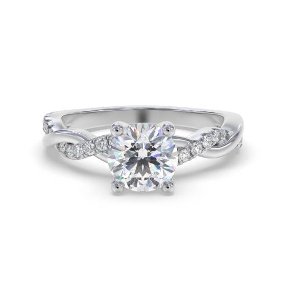 1.00ct SI2/E-F Round Cut Labgrown Diamond Twist Shoulder Set Ring