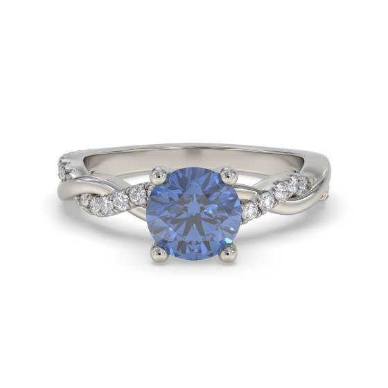 Round Blue Sapphire and Diamond Ring