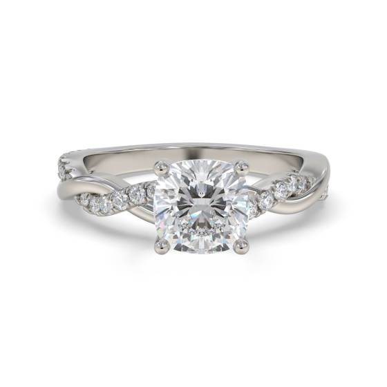 1.20ct VS2/E Cushion Cut Labgrown Diamond Infinity Twist Shoulder Set Ring