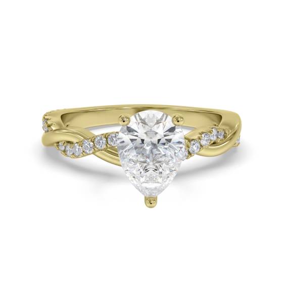 1.60ct VVS2/D Pear Cut Labgrown Diamond Infinity Twist Shoulder Set Ring