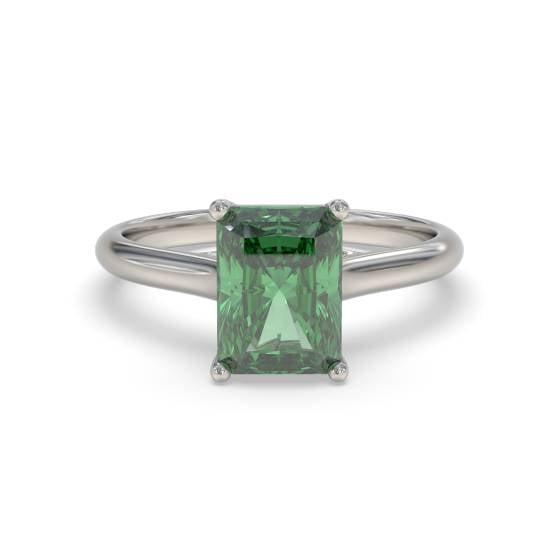 Fancy Emerald Green Radiant Diamond Solitaire Ring