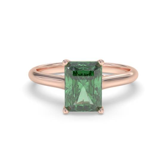 Fancy Emerald Green Radiant Diamond Solitaire Ring