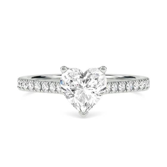 1.14ct VVS1/D Lab Grown Round Diamond Shoulder Set Ring in 18k White Gold