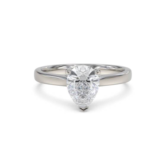 3.21ct VVS2/E Lab Grown Pear Diamond Solitaire Ring in Platinum