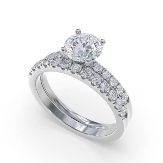 1.22ct VVS2/D Lab Grown Round Diamond Shoulder Set Ring in 18k Yellow Gold