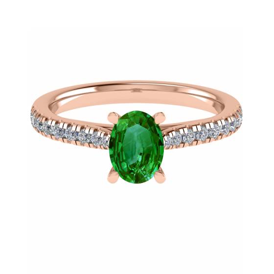 Fancy Emerald Green Oval Diamond Shoulder Set Ring