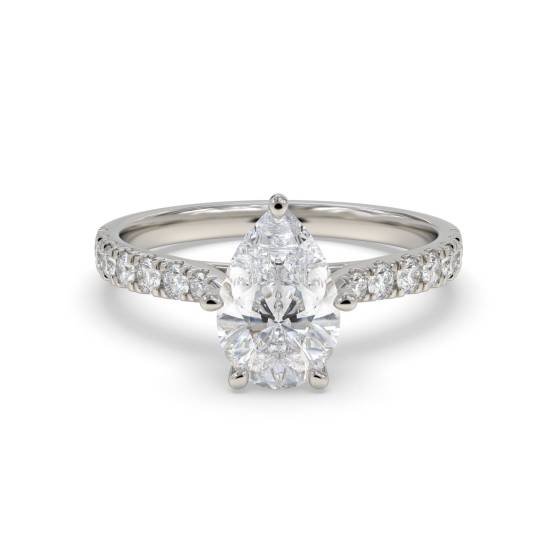 0.80ct VS1/E Pear Cut Lab Grown Diamond Shoulder Set Ring