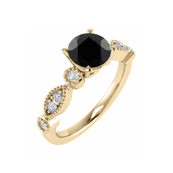 Black Diamond Shoulder Set Ring