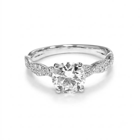 0.79ct VVS2/D Lab Grown Round Diamond Shoulder Set Ring in 18k White Gold