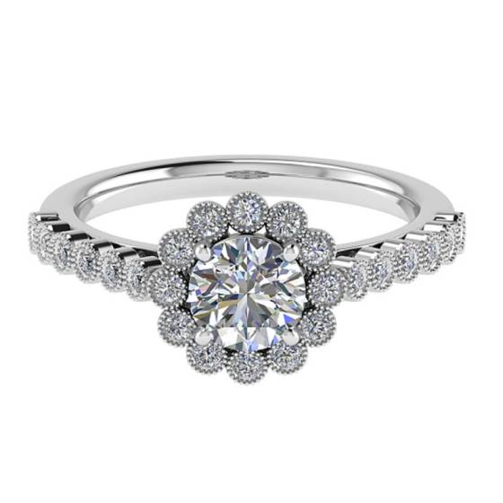 1.24ct VVS2/D Lab Grown Round Diamond Halo Ring in Platinum