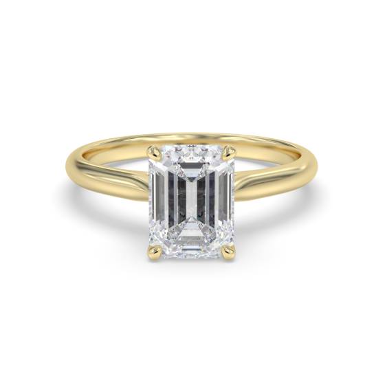 2.07ct VVS2/E Lab Grown Emerald Diamond Solitaire Ring in 18k Yellow Gold