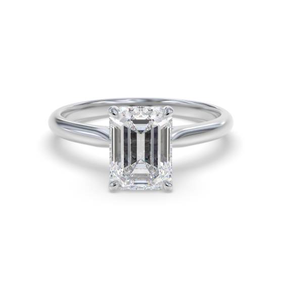 2.01ct VVS2/D Lab Grown Emerald Diamond Solitaire Ring in 18k White Gold