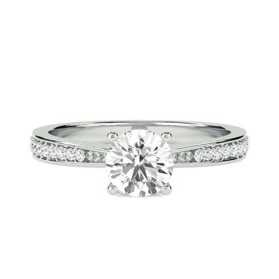 1.66ct SI1/H Round Cut Natural Diamond Shoulder Set Ring