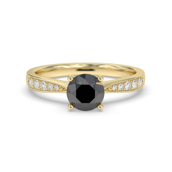 Black Diamond Shoulder Set Ring