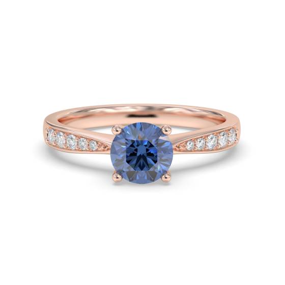 Round Blue Sapphire and Diamond Ring