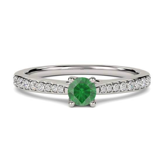 Round Emerald and Diamond Ring