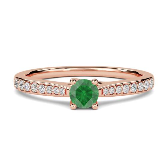 Round Emerald and Diamond Ring