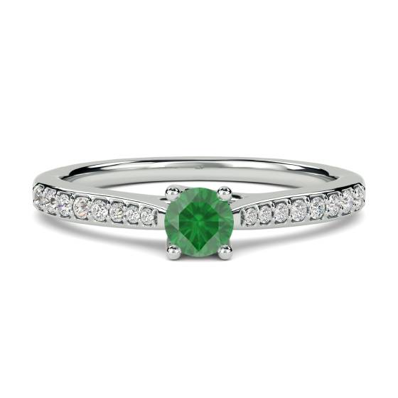 Round Emerald and Diamond Ring