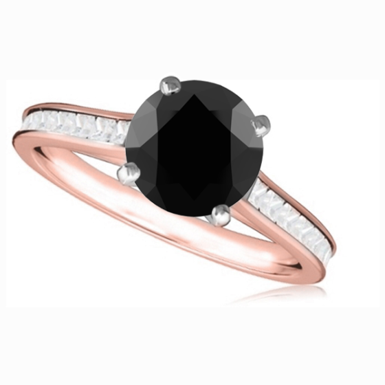 Black Diamond Shoulder Set Ring