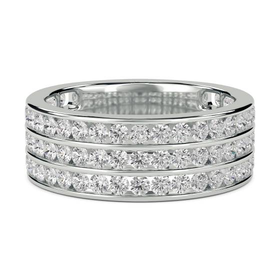 1.00ct VS/F-G Round Cut Natural Diamond Triple Row Eternity Ring