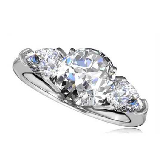 0.75ct SI2/F Round Cut Natural Diamond Trilogy Ring