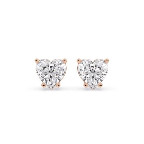 Classic Heart Diamond Stud Earrings