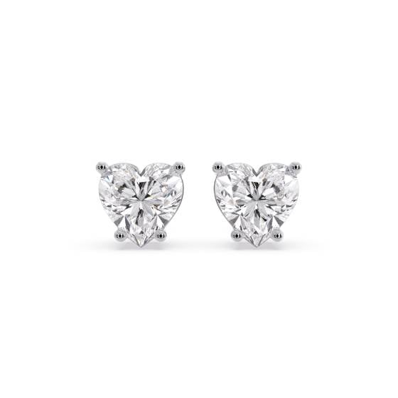 Classic Heart Diamond Stud Earrings