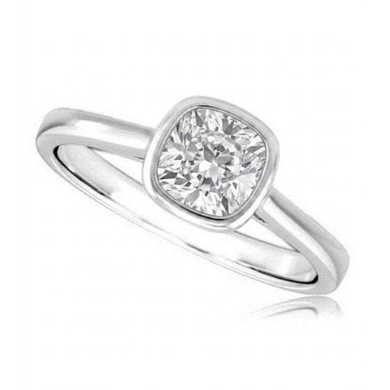 0.80ct SI1/H Cushion Cut Natural Diamond Solitaire Ring