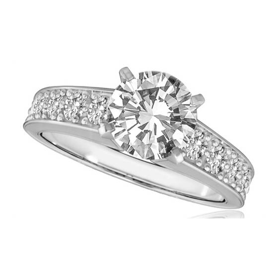 1.26ct VVS2/D Lab Grown Round Diamond Shoulder Set Ring in 18k White Gold