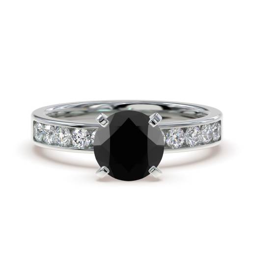 Black Diamond Shoulder Set Ring