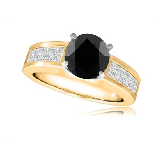 Black Diamond Shoulder Set Ring